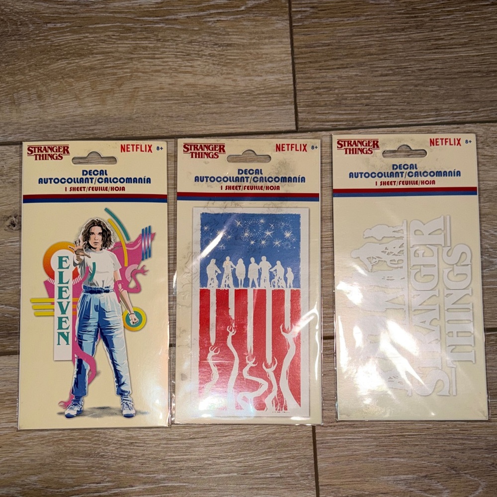 LOT OF 3 Stranger Things Decal Car Water Bottle Sticker Netflix Eleven